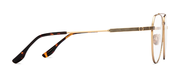 geometric-gold-aviator-eyeglasses-side on a white background