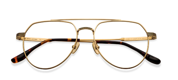 geometric-gold-aviators-folded-black-temples on a white background