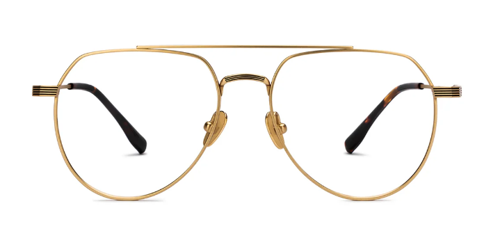 geometric-gold-frame-aviators-front on a white background