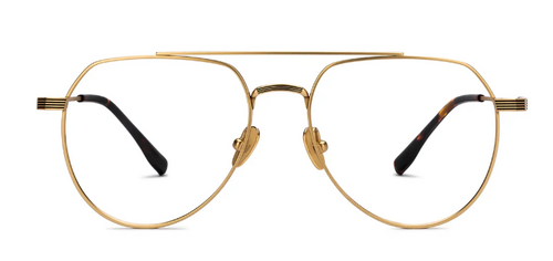 geometric-gold-frame-aviators-front on a white background