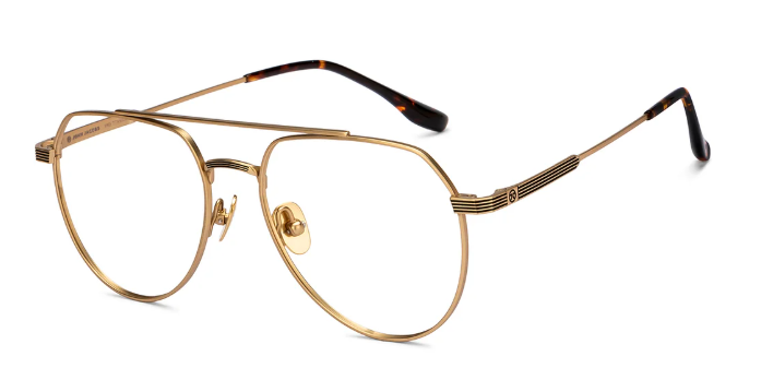 geometric-gold-frame-aviators-front on a white background