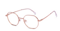 Front view of geometric rose gold eyeglasses with clear lenses